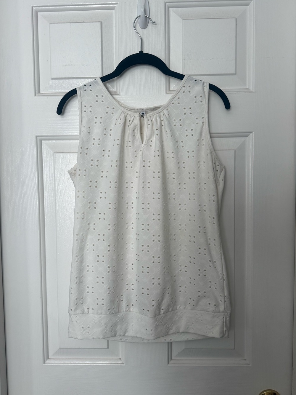 White Eyelet Sleeveless Top - Classic Summer Layer